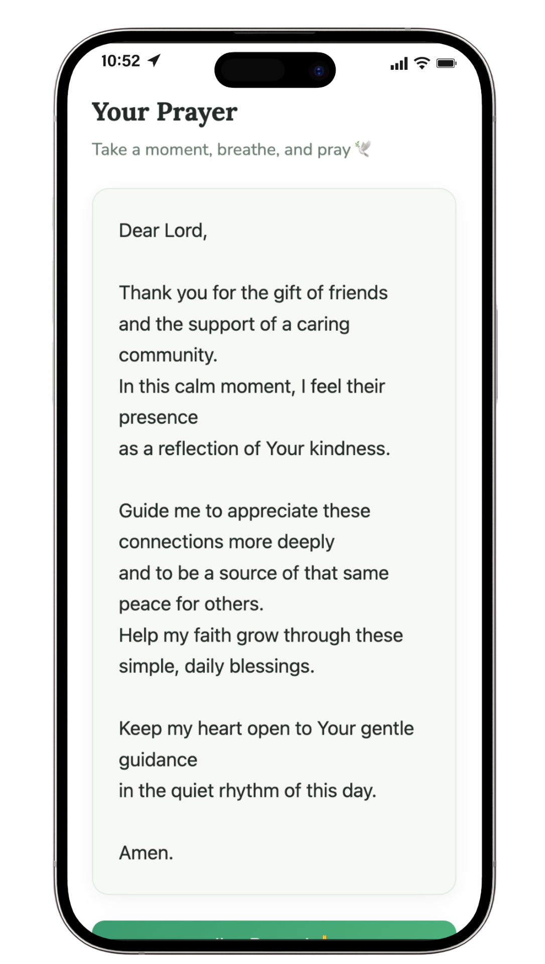 Scripture Ping app showing today's personalized prayer